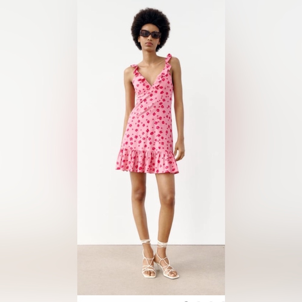 Zara Ruffled print Dress - Picture 3 of 7